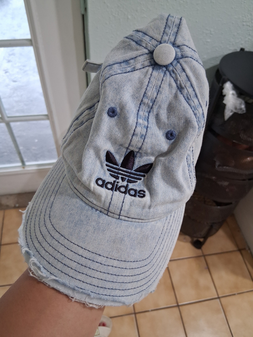adidas Kids Light Blue Denim Trefoil Cap